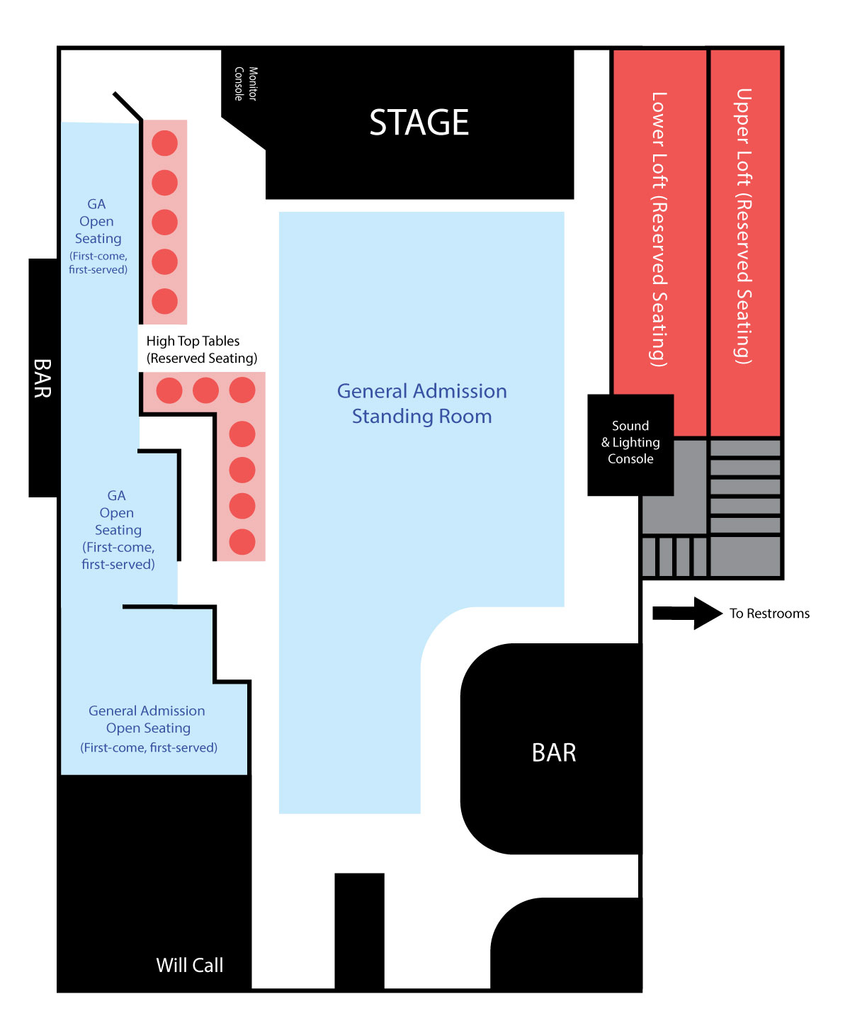Belly Up Tavern Event Seating Chart