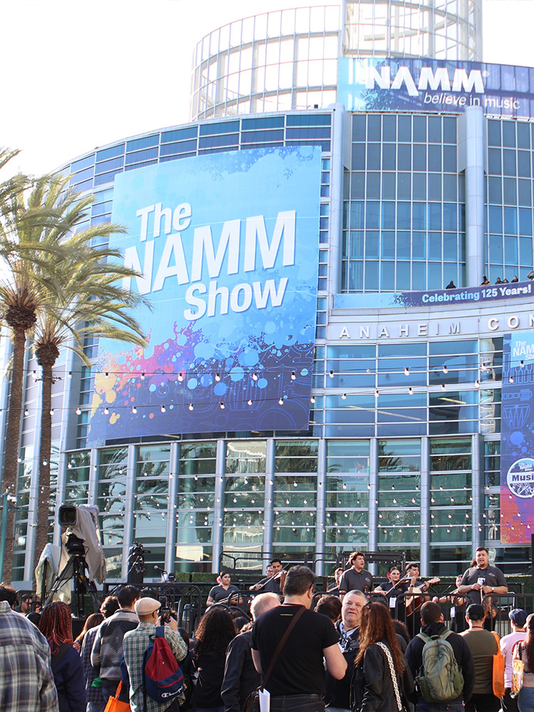 Crowds gathered outside the Anaheim Convention Center for The NAMM Show