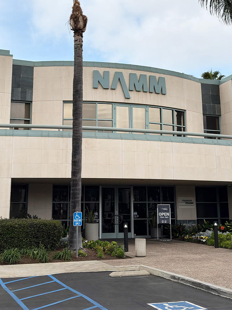 The NAMM building entrance in Carlsbad, home of the Museum of Making Music