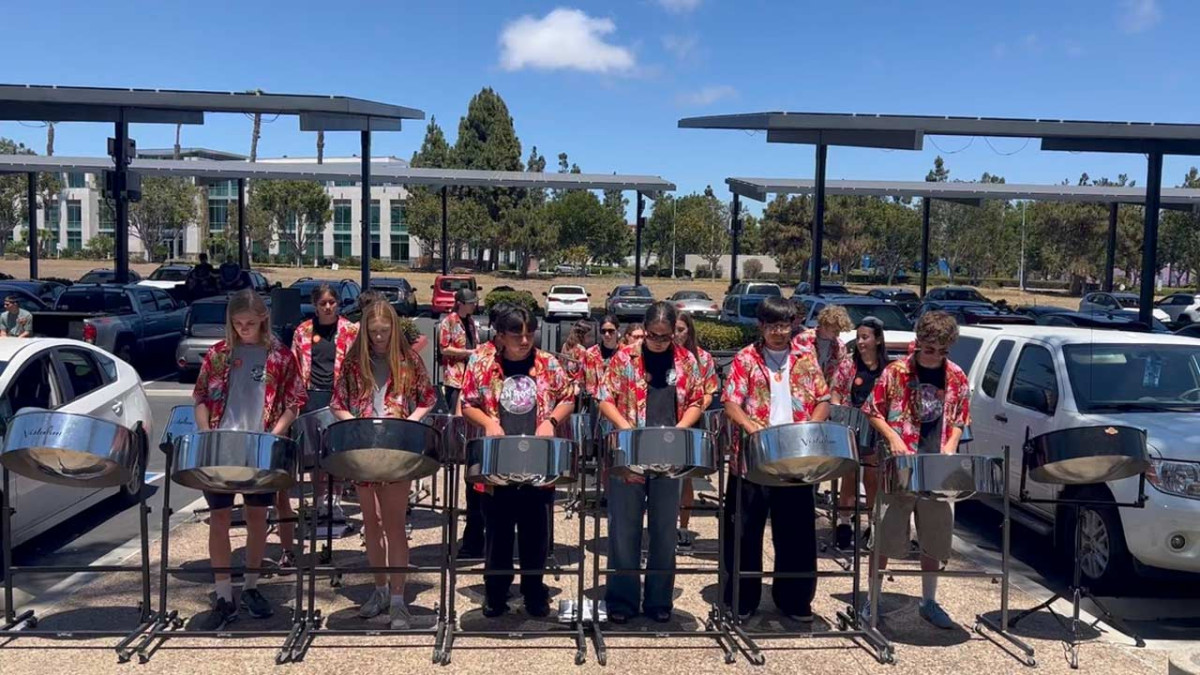 Youth steel drum performers playing their steel drums during Make Music Day at the Museum of Making Music