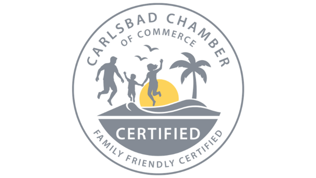 Carlsbad Family-Friendly Certified badge from the Carlsbad Chamber of Commerce